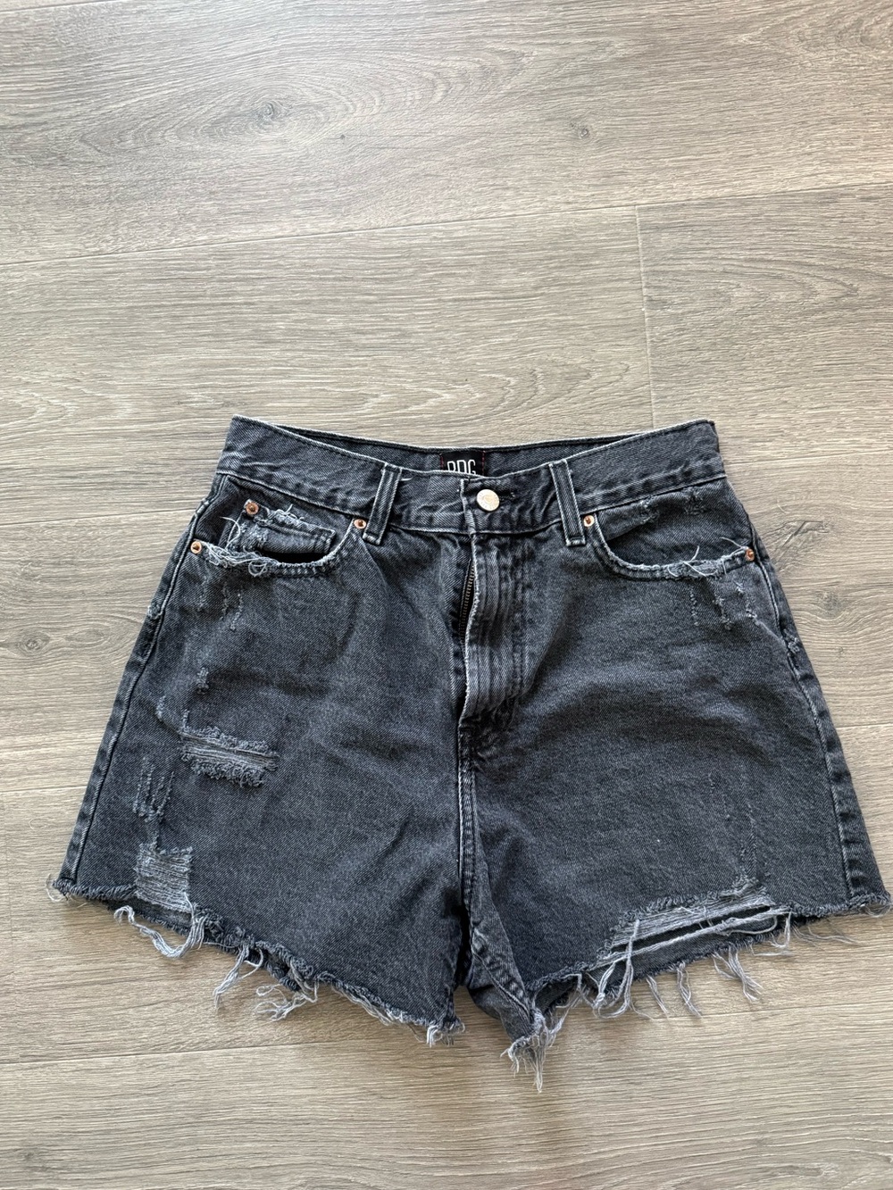 BDG Black High-Rise Distressed Denim Shorts